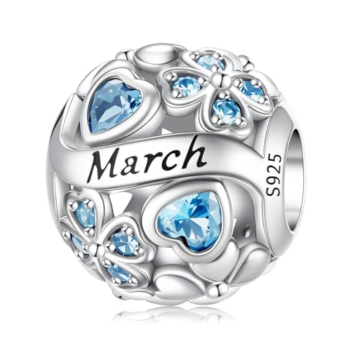 HappyStar Vierblättriges Kleeblatt Anhänger 925 Silber Bead Charms für Damen Glücksbringer Schmuck Geschenk Geburtsstein Charm mit Cubic Zirconia Kompatibilität Pandora Europäische Armband von HappyStar