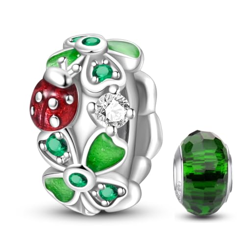 HappyStar glühwürmchen Charms Anhänger Silber 925 für Armbänder, Blumen Beads Charm für Damen Glück Charm anhänger Kompatibel mit Pandora Europäischen Armbändern und Halskette von HappyStar
