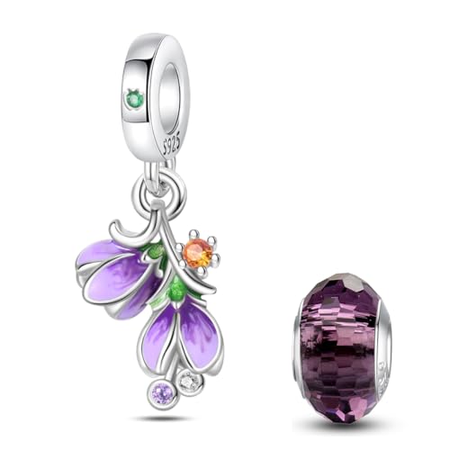 HappyStar glühwürmchen Charms Anhänger Silber 925 für Armbänder, Blumen Beads Charm für Damen Glück Charm anhänger Kompatibel mit Pandora Europäischen Armbändern und Halskette von HappyStar