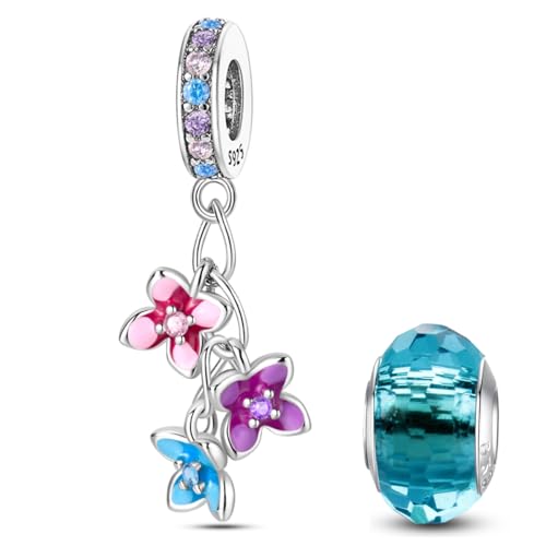 HappyStar glühwürmchen Charms Anhänger Silber 925 für Armbänder, Blumen Beads Charm für Damen Glück Charm anhänger Kompatibel mit Pandora Europäischen Armbändern und Halskette HappyStar glühwürmchen Charms Anhänger Silber 925 für Armbänder, Blumen Beads Charm für Damen Glück Charm anhänger Kompatibel mit Pandora Europäischen Armbändern und Halskette von HappyStar