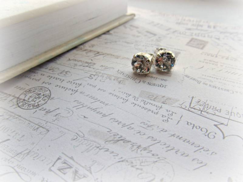 Klare Kristall Silber Post Ohrringe, Swarovski Crystal Hochzeitsohrringe, Boutique-stil Ohrringe Klare Kristall Silber Post Ohrringe, Swarovski Crystal Hochzeitsohrringe, Boutique-stil Ohrringe von HappyTearsbyMicah