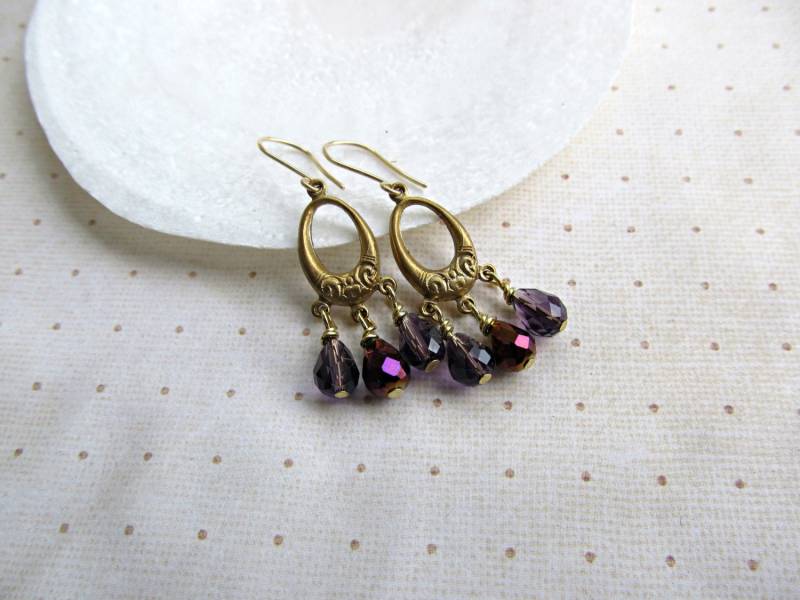 Ohrringe, Ohrringe Lila Teardrop von HappyTearsbyMicah