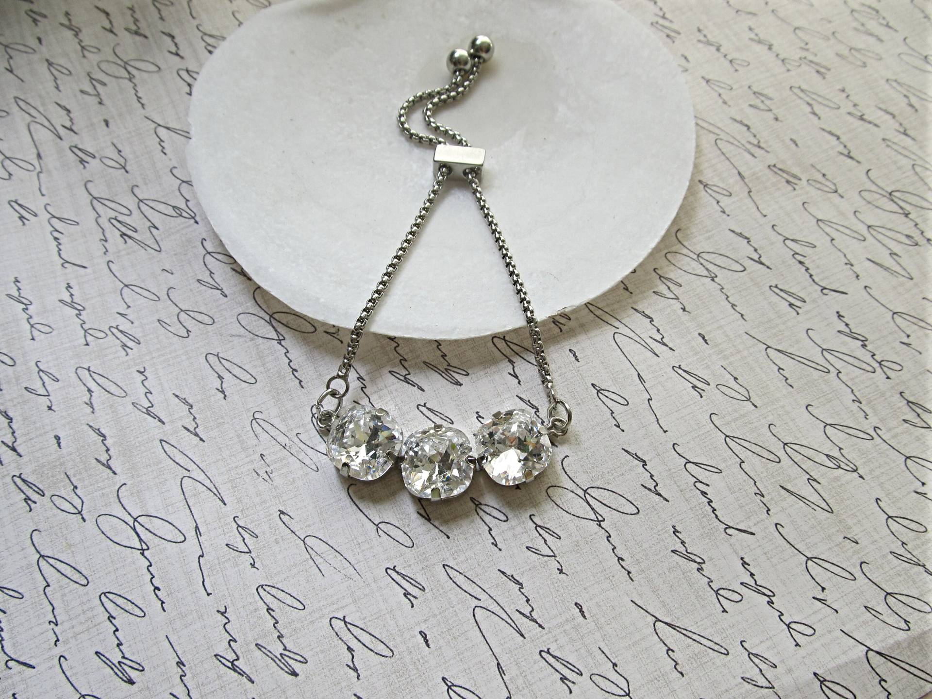 Swarovski Klar Kissen Geschnitten Crystal Slide Armband Swarovski Klar Kissen Geschnitten Crystal Slide Armband von HappyTearsbyMicah