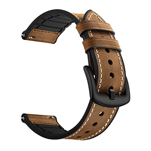 Ersatz-Uhrenarmband für Samsung Gear S3, Retro-Stil, Unisex, Designermode, mit Silikon-Innenschutz, Kaffeebraun von HappyTop