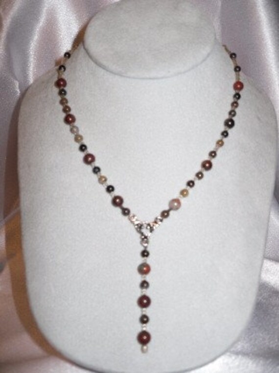 Perlen Mohn Und Holz Jaspis Halskette Perlen Mohn Und Holz Jaspis Halskette von HappyTreeFrogStudios