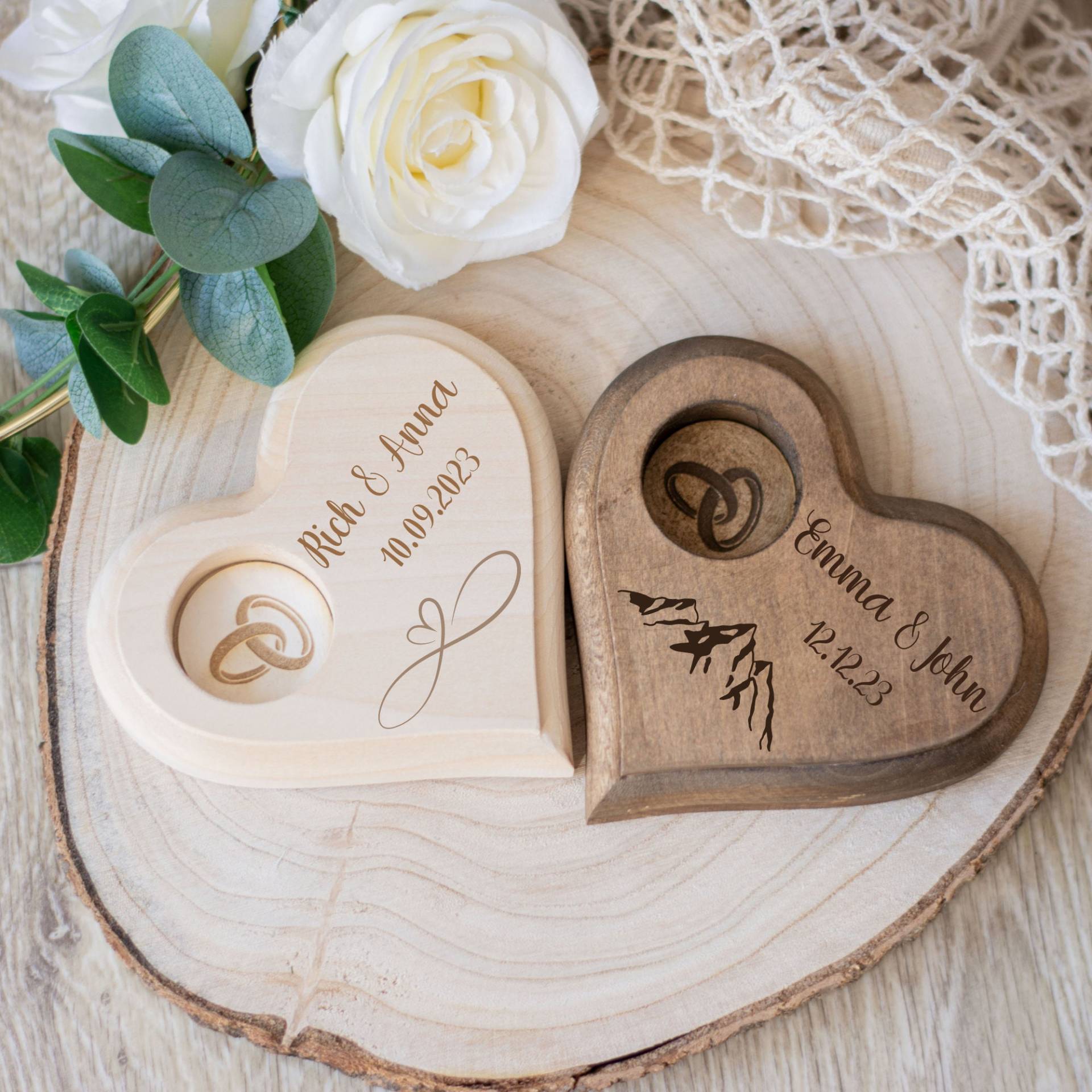 Ringschatulle, Ringträgerhalter, Ringschale Aus Holz von HappyWeddingArt