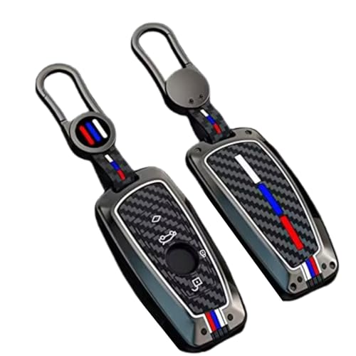 Happyit Zinklegierung Autoschlüsselabdeckungen Kompatibel mit bmw 1 3 5 Serie F10 F11 F20 F30 F31 F34 G20 G30 X3 F25 X4 I3 M3 M4 mit Karbonfaser-Muster Weiches Silikon (4 Knöpfe, Farbe Matt) von Happyit