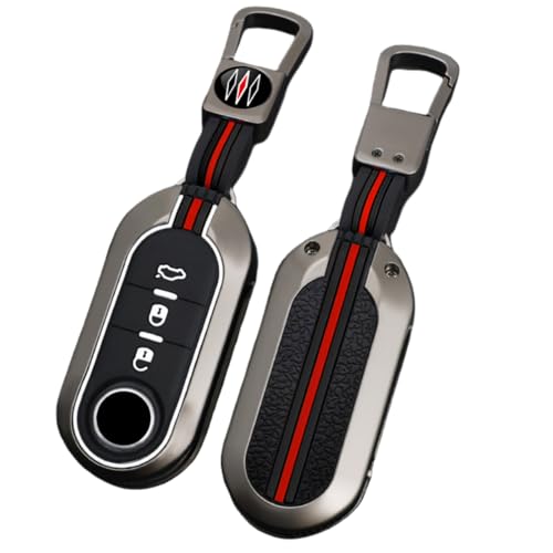 Happyit Zinklegierung mit Silikon Autoschlüsselabdeckungen für Fiat 500 Ducato Panda 500L Punto Lancia Musa 3 Knöpfe 360° Wasserdicht mit Fluoreszenz Schützen (Matte Farbe) von Happyit