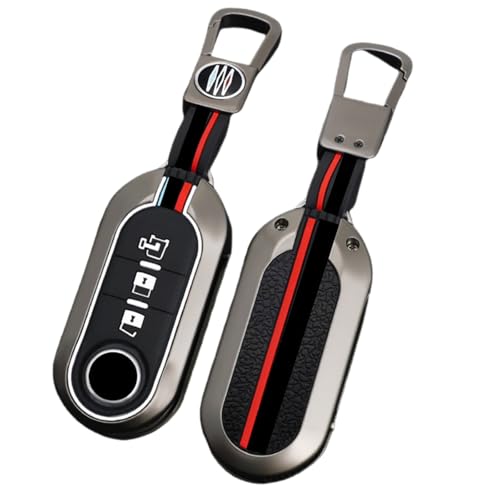 Happyit Zinklegierung mit Silikon Autoschlüsselabdeckungen für Fiat 500 Ducato Panda 500L Punto Lancia Musa 3 Knöpfe 360° Wasserdicht mit Fluoreszenz Schützen (Matte Farbe B) von Happyit