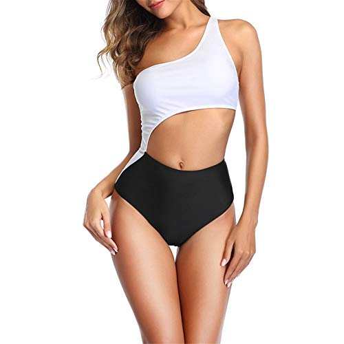 Damen Stilvolle Badebekleidung Bademode Set, Damen 2 Stück Bikini Badeanzug Sexy Eine Schulteroberteil und hohe Taille Swim Bottom Postume Set Beachwear Bathing Anzug Reizvolle Bademode Modestrand Bad von Happyplus1