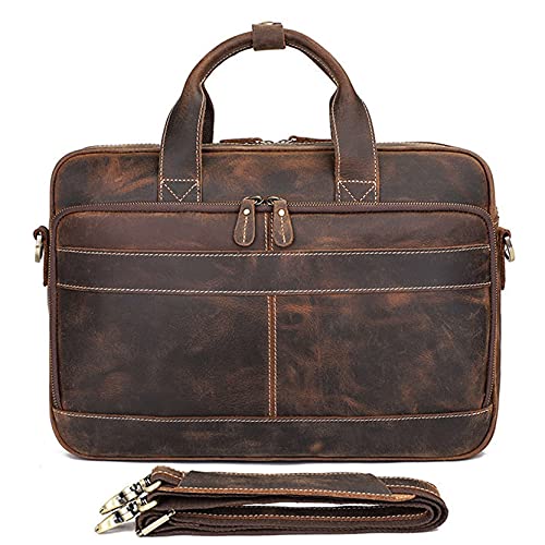 Laptop Aktenkoffer Umhängetaschen Schultertasche, Herren Crazy Horse Leder 15.6 "Laptop Aktentasche Business Office Arbeit Schulter Handtaschen Retro Kreuzkörper Messenger Tragetasche Arbeitstasche Me von Happyplus1