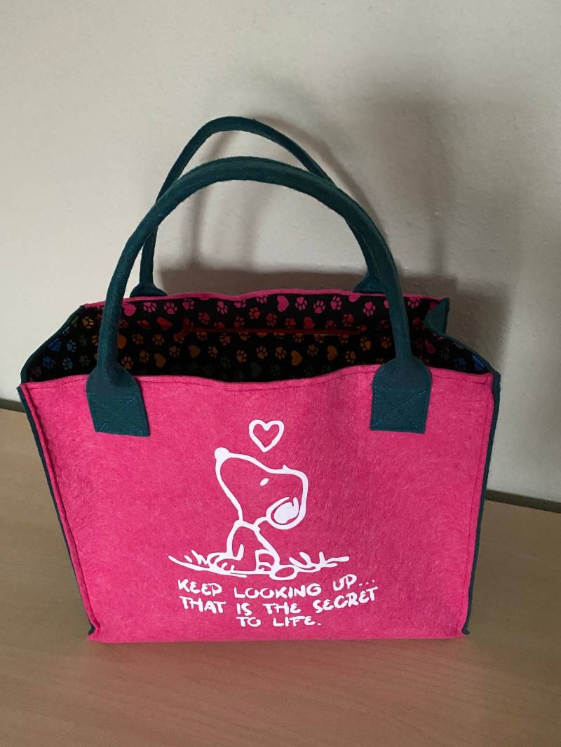 Filztasche/Einkaufstasche Grosse Tasche Shopper Aus Filz Mit Snoopy Und Spruch von HappysKringel