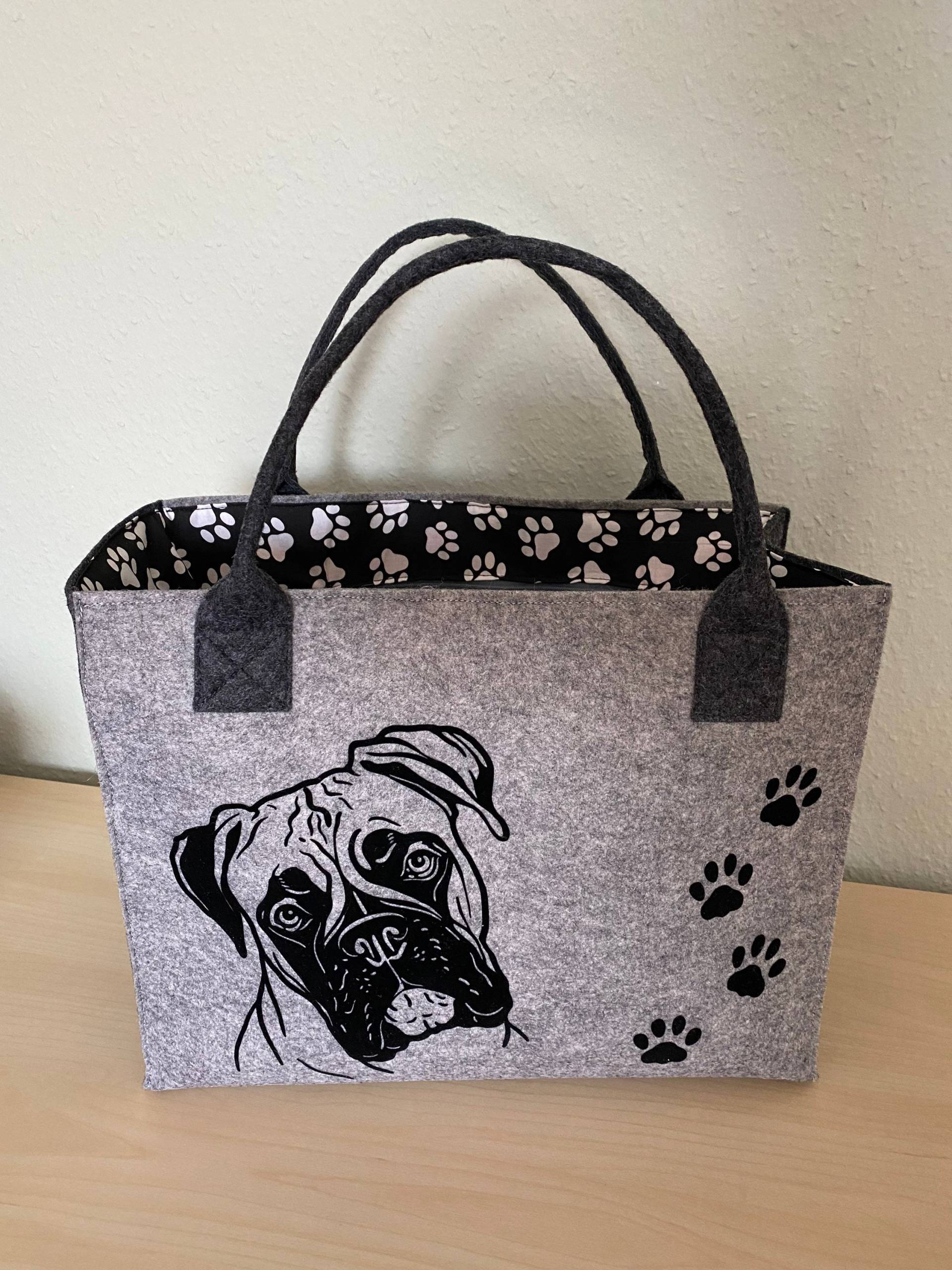 Filzshopper/Grosse Tasche Aus Filz Mit Boxer Motiv Für Das Frauchen Filztasche Filzshopper/Grosse Tasche Aus Filz Mit Boxer Motiv Für Das Frauchen Filztasche von HappysKringel