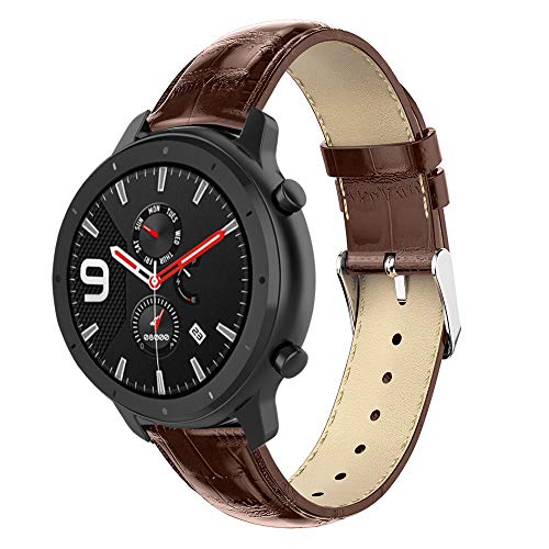 PU-Lederarmband Ersatz Kompatibel für Amazfit GTR 47mm Smart Watch, 22mm Bandbreite (Coffee) von Happytop