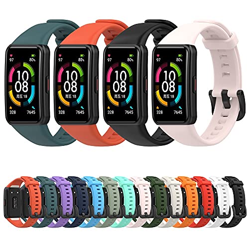 Kompatibel mit Honor Band 6 Bänder, TPU Uhrenarmband Ersatz Zubehör für Huawei Band 6 von Happytop