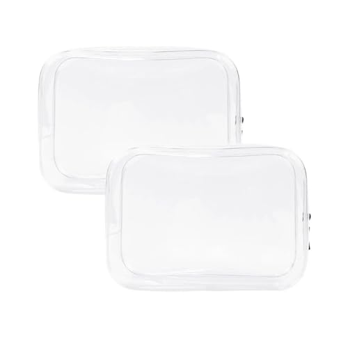 Happyupcity 2 transparente PVC-Make-up-Tasche, tragbare Kosmetiktasche mit Reißverschluss, Kulturbeutel, Tragetasche, wasserdichte Reisetasche, Kunststoff-Organizer für Urlaub, Badezimmer und von Happyupcity