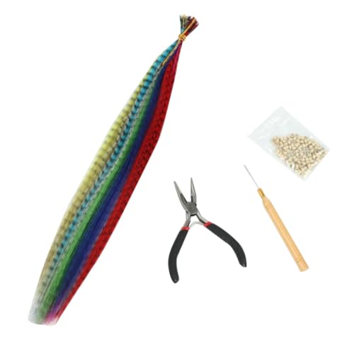1 Satz Haarverlängerungsset für Damen Teiliges Set mit Farbenfrohen Extensions aus Hochtemperaturbeständiger Faser Häkelnadel und Haarringen zum Einflechten und Styling von Happyyami
