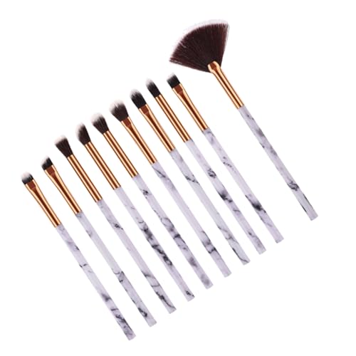 10 Stück Make Up Pinselset Marmor Synthetische Borsten für Präzises für Lidschatten und Augenbrauen Profis und Persönliche Anwendung von Happyyami