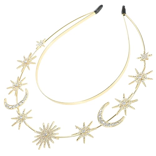 Happyyami Brautkopfschmuck Stern Und Mond Metall Stirnband Hochzeit Haarschmuck Doppeldraht Kopfschmuck Feenkronen Göttinnen-kopfschmuck von Happyyami