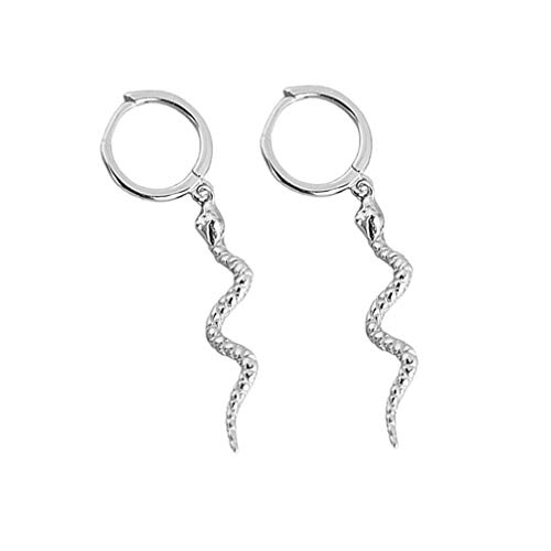 1 Paar Schlange Creolen Baumeln Ohrringe 925 Sterling Silber Ohrringe Schmuck für Frauen Dame (Weißgold) von Happyyami