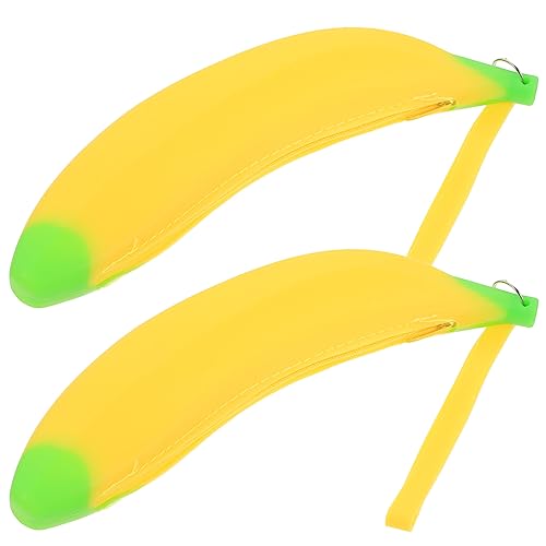 Happyyami 2stücke Silikon-federmäppchen in Bananenform Stiftetasche Mit Reißverschluss Für Stifte Radiergummis Studentenbedarf Waschbar Und Langlebig von Happyyami