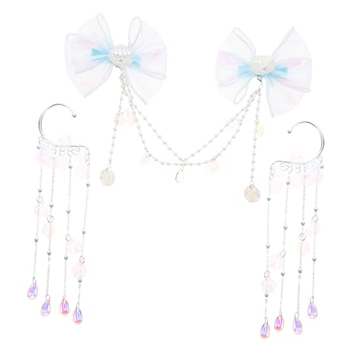 Happyyami 1 Satz Mermaid Haaraccessoires für Kunstperlen Schleifen Haarclips Stirnkette Kopfschmuck für Partys und Festliche Anlässe von Happyyami