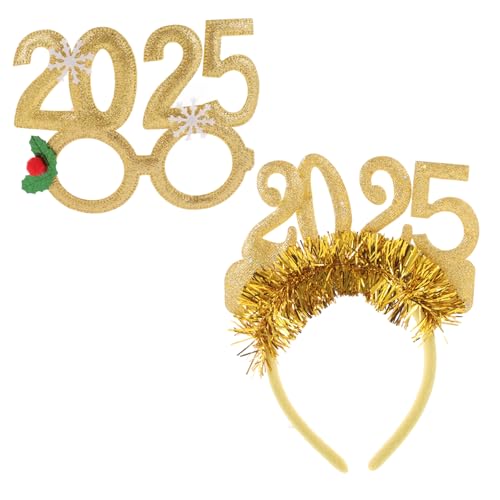Happyyami 1 Satz Neujahrs Stirnband mit Glänzendem Haarreif und Brille Festliche Kopfbedeckung für Partys und Feierlichkeiten Leicht und Bequem Unvergessliche von Happyyami
