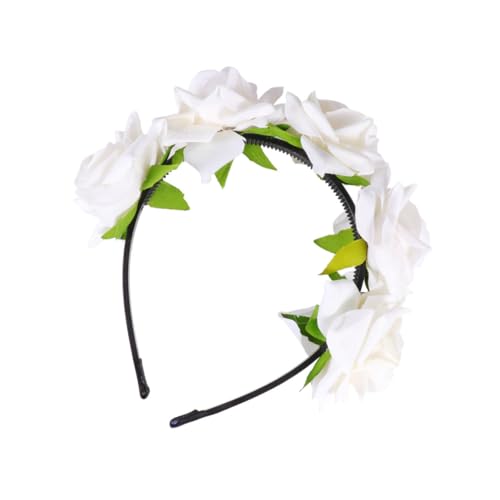 Happyyami 1stück Künstlicher Rosenhaarreif Für Blumen Kopfband Für Hochzeiten Brautmode Und Fotografie Weiß von Happyyami