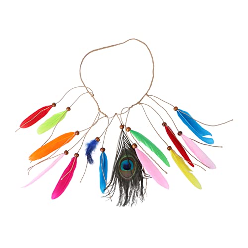 Happyyami 1 Stück Haarschmuck Aus Federn Trendige Haarzubehör Mädchen Mode Prom Haarzubehör Feder Haarband Festival Kopfbedeckung Böhmischer Federkopfschmuck Seil Aus Kunstleder Bunt von Happyyami