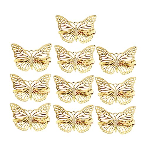 Happyyami 10 Stück Zarte Haarklammern Aus Goldlegierung Hohl Schmetterlings Design Für Mädchen Eleganter Kopfschmuck Für Partys Und Hochzeiten von Happyyami