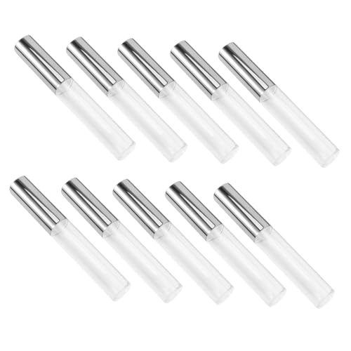 Happyyami 10stücke Fashion Lip Gloss Tuben Leere Kosmetikbehälter Für Lipgloss Lippenöl Und Lip-pflege Silbergedeckte Runde Tragbare Flasche Für Frauen von Happyyami