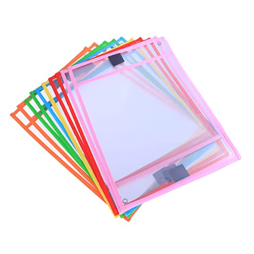 Happyyami Wiederverwendbare Trockenlöschtaschen 12 Stück mit Stifthalter PVC Wasserabweisend Transparent für Schule und Büro von Happyyami