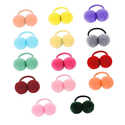 Happyyami 14stücke Elastische Pferdeschwanzhalter Mit Plüsch Ball Design Junge Mädchen Haargummis Haarbänder Und Haar Kreise Für Täglichen Gebrauch Und Partys von Happyyami