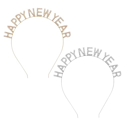 Happyyami 2 STÜCK Rhinestone Stirnbänder für Neujahr Dekorative Happy Year Haarreifen Leicht und Komfortabel Accessoire für Partys und Festliche Anlässe von Happyyami