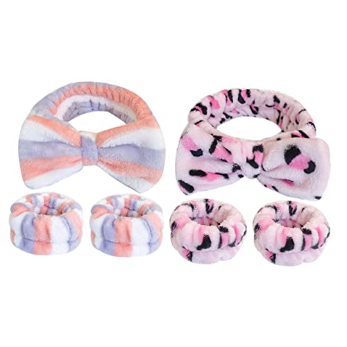 Happyyami 2sätze Handgelenk Spa Waschband Kosmetik Stirnband Zum Gesicht Waschen Make-up Stirnband Aus Plüschmaterial Für Hautpflege von Happyyami