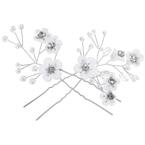 Happyyami 2 Stück Braut Haarschmuck Funkelnde Haarspangen mit Perlen für Hochzeit Haarnadeln für Damen für Hochzeitszeremonien und Besondere Anlässe von Happyyami