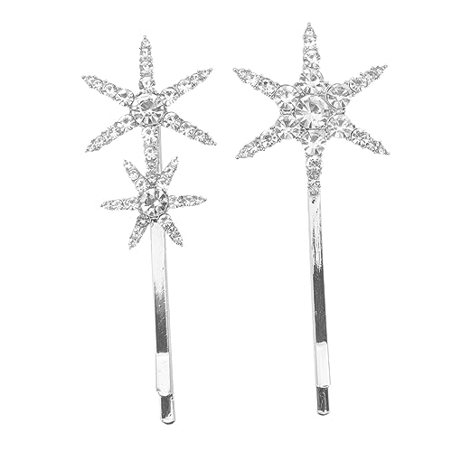 Happyyami 2 Stück Damen Haarspangen mit Strass Funkelnde Fünf Punkt Stern Haarnadeln Haaraccessoire für Besondere Anlässe und Alltag von Happyyami
