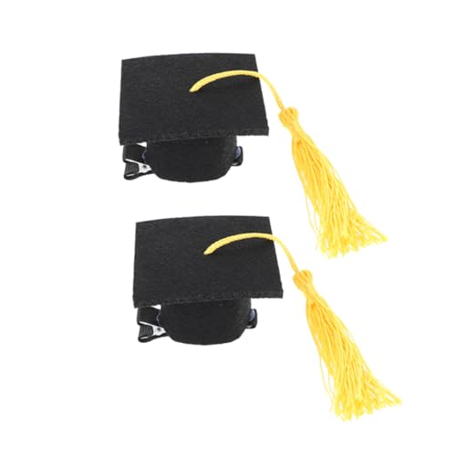 Happyyami 2 Stück Doktorhut Haarnadel Mini Mützen für Frauen Hut für Abschlussmütze Doktorhut Haarspange Clips haarschmuck Kappe für den Abschluss Abschlusshüte Metall Gelb von Happyyami