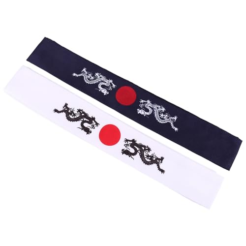 Happyyami 2 Stück Dragon Tu Kopftuch Stirnbänder Japanisches Kochstirnband Sportlich Karate Schweiß Sport Stirnband Für Koch-stirnband Bands Überdimensioniert Baumwolle von Happyyami