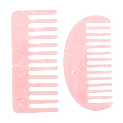 Happyyami 2 Stück Acetat Haarkämme Für Frauen Breitzahnige Kämme Mit Spitzzahn Für Haarschmuck Und Frisuren Für Dickes Und Dünnes Haar in Rosa Marmor Design von Happyyami