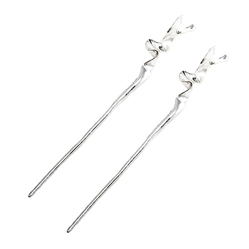 Happyyami 2stücke Geometrisch Strukturierte Metall-haarstäbchen Für Damen Vintage Haarschmuck Elegante Haarnadeln Für Hochsteckfrisuren Silber Einfache Handhabung Und Vielseitige Anwendung von Happyyami
