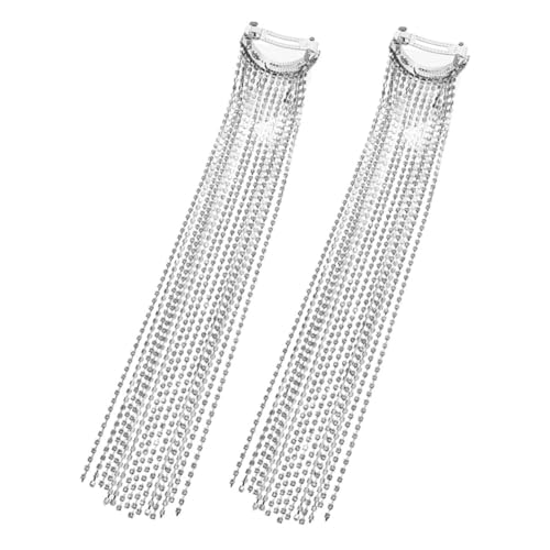 Happyyami 2 Stück Haarschmuck Haarspange mit Strasssteinen Haar-Strasssteine ​​für Frauen Haarklammern Glitzer Haargummis Haarkettenschmuck für Frauen Legierung Silver von Happyyami