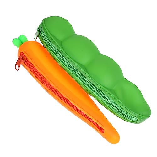 Happyyami Kreative Stift Organizer 2 Stück aus Silikon Große Kapazität Federmäppchen für Schüler Niedliches Design Reißverschluss Schreibwaren Aufbewahrungstaschen von Happyyami