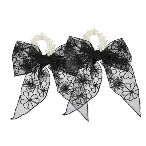 Happyyami 2 Stück Perlen Haarband mit Schleife für Damen Haargummis mit Einzigartigem Design für Vielseitige Haardekoration von Happyyami