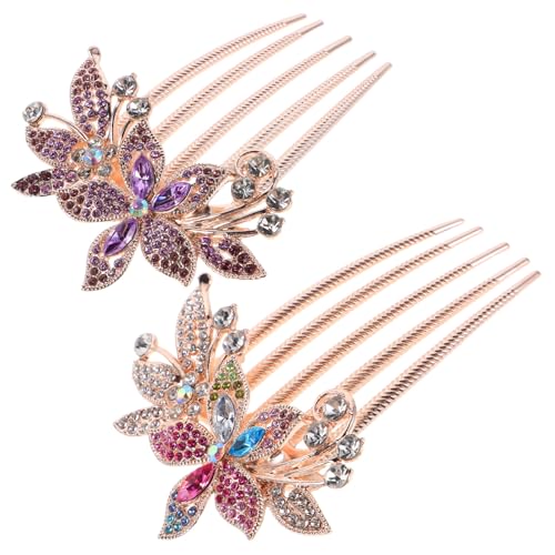 Happyyami 2 stücke Braut Haarkämme Für Frauen Koreanische Strass Blume Legierung Seite Haar Clip Lange Zähne Zubehör Ausgefallene Hochzeit Für Braut Brautjungfern Frauen Mädchen von Happyyami