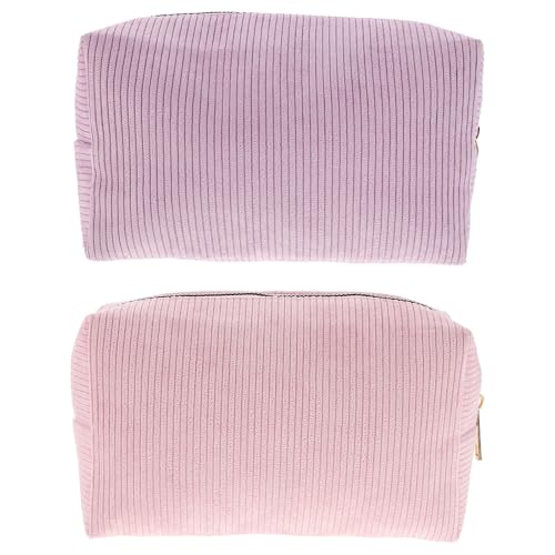 Happyyami 2-teiliges Make-up-Tasche: Kosmetiktasche aus Cord, Kulturbeutel, Handtaschen, Geldbörsen, Hautpflege-Organizer zum Organisieren von Make-up-Pinseln und Reisebehältern von Happyyami
