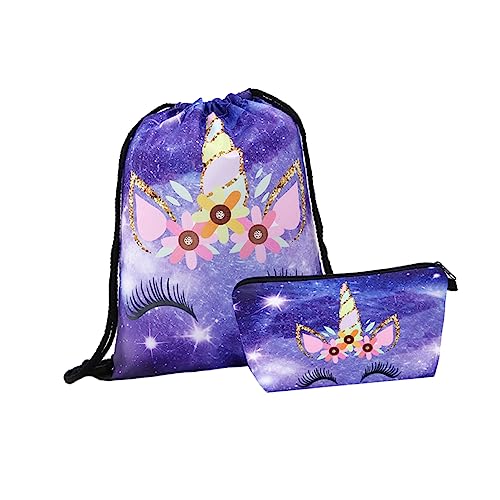 Happyyami 3D-gedruckte Blumenstraußtasche 2st Bündeltasche Fitnesstasche Kosmetikkoffer 3D Kordelzug Make-up-Box von Happyyami