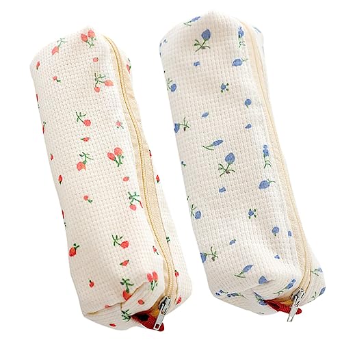 Happyyami 2 Stück Federmäppchen mit Blumenmuster Kompakte Stiftehalter für Schule und Büro Leicht Reißfest und Waschbar Praktische Schreibwarentasche für Mädchen und Frauen von Happyyami