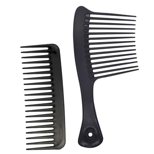 Happyyami Breiter Zahn Kamm 2 Stück Tragbarer Haarkamm für Damen und Herren Kopfhautmassage Kamm für Lockiges und Glattes Haar Friseurwerkzeug für Haarstyling von Happyyami