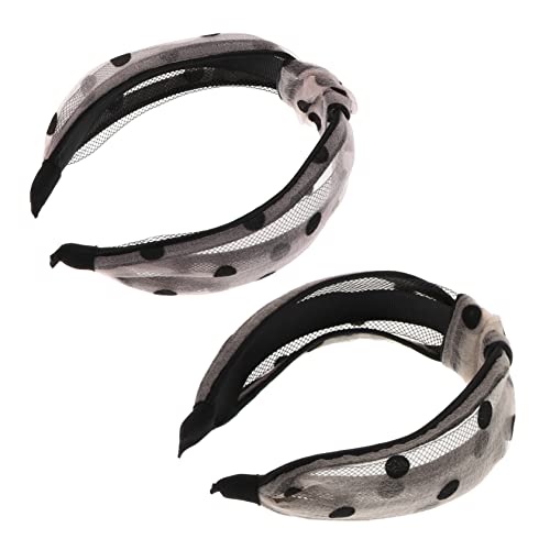 Happyyami 2Stücke Breites Haarband mit Kreuzknoten und Dot Design Stilvolles Haarschmuck für Partys Hochzeiten und Komfortabel und Vielseitig von Happyyami